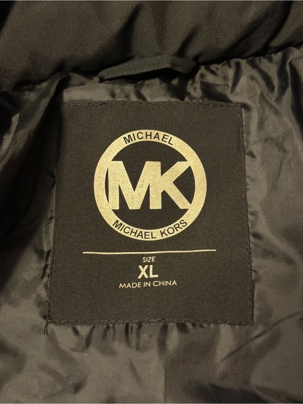 Michael Kors Black Quilted Belted Hooded Puffer Coat with Faux Fur Trim